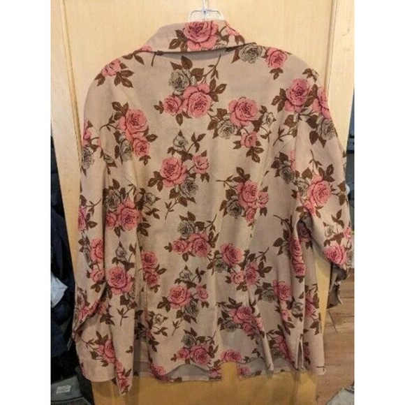 White Stag Women's 18w*20w Multicolor Floral Long Sleeve Button Up Suede Feel - Picture 5 of 6